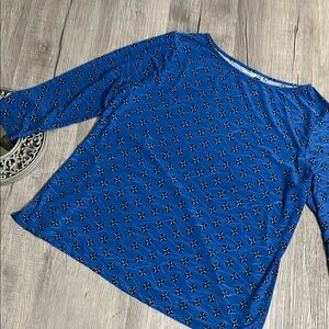 Croft & Barrow Blue Patterned Women's Top